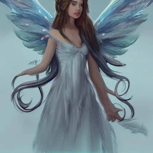 Prompt: a spirit ghost fairy with wings, confident, highly detailed, digital painting, trending on artstation, concept art, sharp focus, high detail, illustration,, disney artist, sharp focus, ghibli studio, art by ross draws and stanley artgerm, 8 k