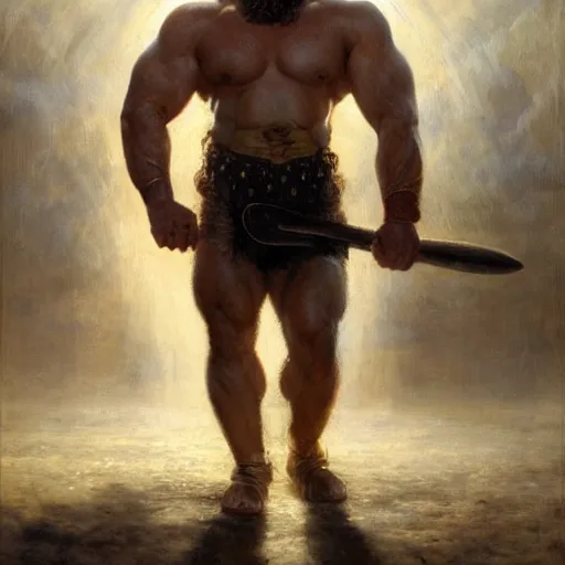 Image similar to handsome portrait of a spartan guy bodybuilder posing, war hero, wrestling singlet, radiant light, caustics, by gaston bussiere, bayard wu, greg rutkowski, giger, maxim verehin