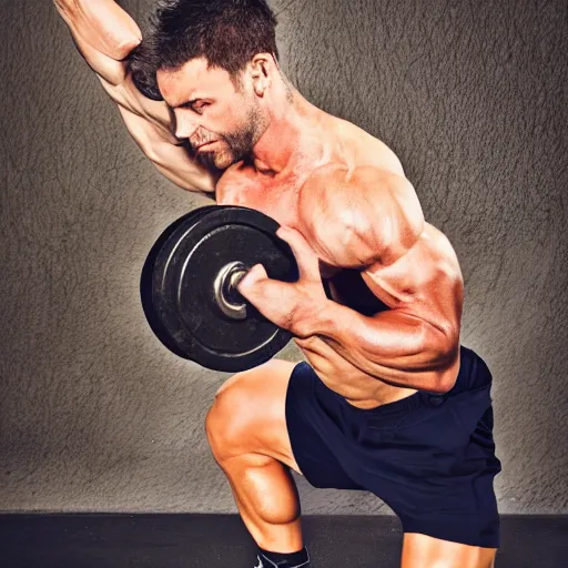 Prompt: A muscular frog lifting weights, studio photography