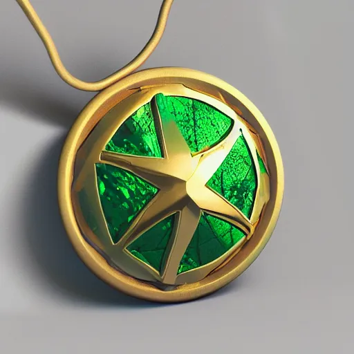 Prompt: shiny metallic amulet with a glowing emerald, highly detailed, concept art, beautiful, octane render, realistic, underwater