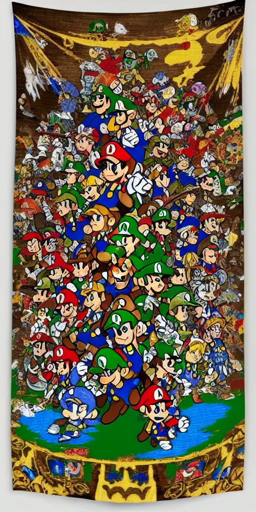 Image similar to Tapestry, Mario, Zelda, Link, Wind Waker, Luigi, Gannon