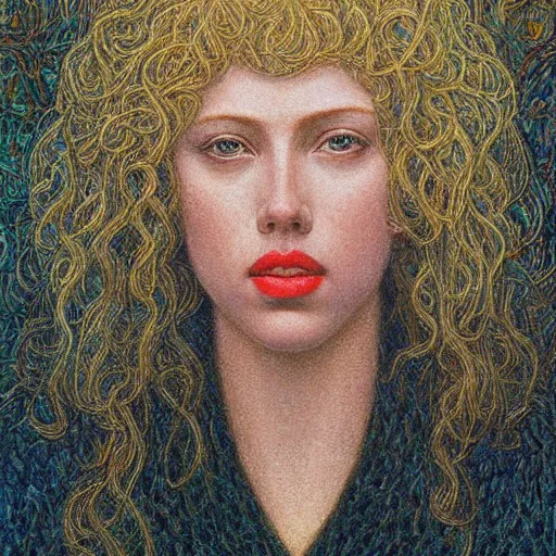 Prompt: portrait of scarlet johansson by jean delville