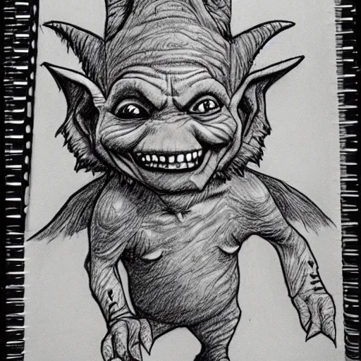 Prompt: pencil sketch of a goblin by Tony Diterlizzi