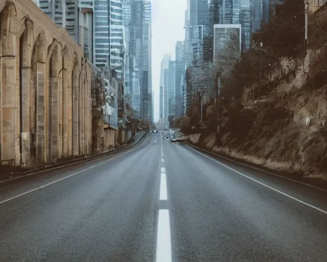 Image similar to a road leading to a city