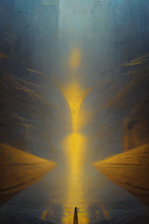 Image similar to art deco patterns, blue and gold, 8 k, powerfull, intricate, elegant, volumetric lighting, scenery, digital painting, highly detailed, artstation, sharp focus, illustration, concept art, ruan jia, steve mccurry, beksinski