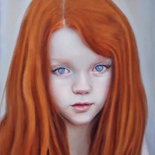 Image similar to a photorealistic!! portrait!! of a beautiful ginger girl with beautiful eyes looking at the camera