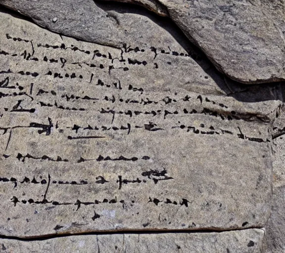 Image similar to ancient text on a rock, written in toki pona language