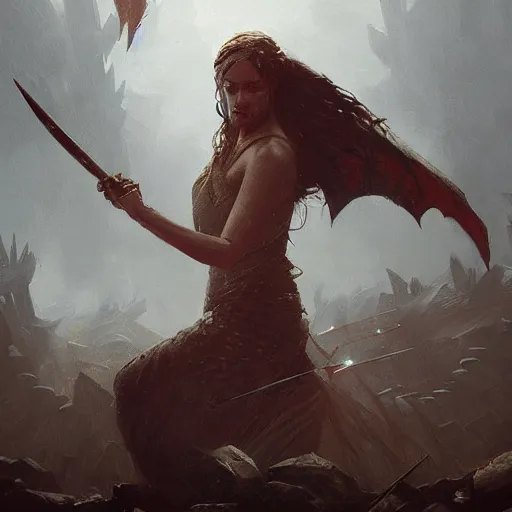 Image similar to game of thrones, targaryan god, painted by greg rutkowski