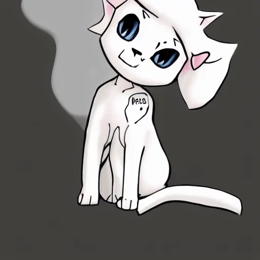 Prompt: a cute chibi white cat manga deviantart featured on artstation digital art