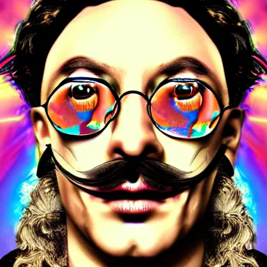 Image similar to portrait of a uncanny artist by Chor Boogie and Salvador Dali collaboration, digital art, mix of aesthetics, close up, high details