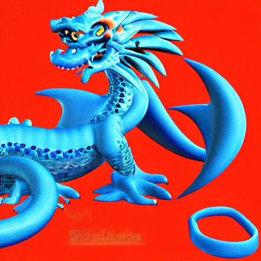 Image similar to blue dragon with a white belly and orange eyes award winning digital art