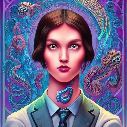 Image similar to Lofi Lovecraft Lovecraftian portrait Pixar style by Tristan Eaton Stanley Artgerm and Tom Bagshaw