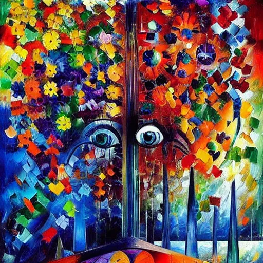 Prompt: a painting by daleonid afremov by johannes itten by dali