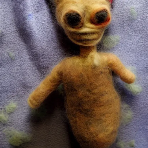 Image similar to photo of a needle - felted burn victim