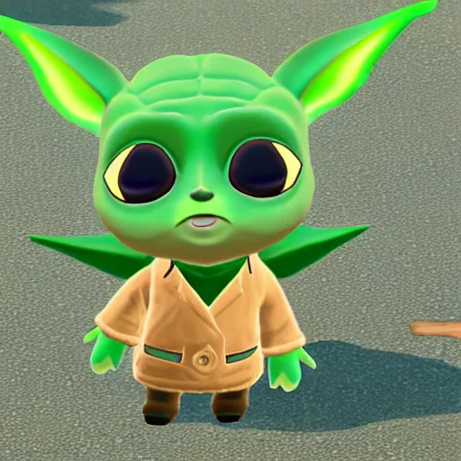 Prompt: baby yoda in animal crossing