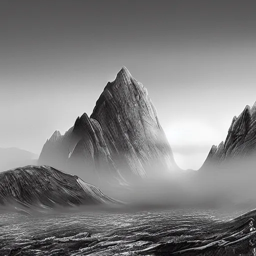 Image similar to the new age, black and white matte painting