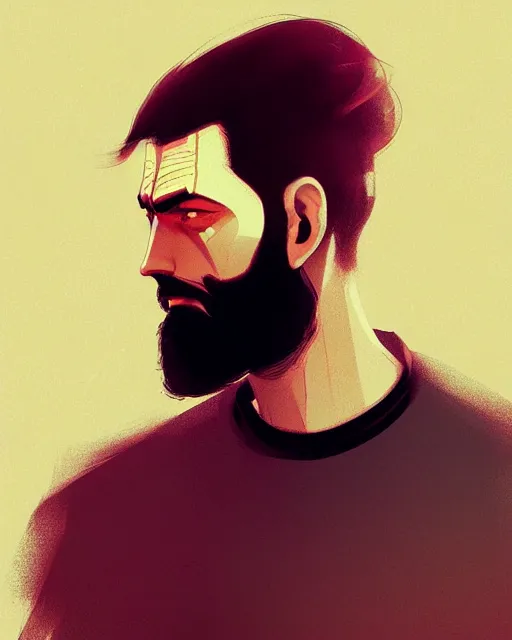 Prompt: a bearded man side part fade, sci - fi mechanical parts digital painting by ilya kuvshinov greg rutkowski wlop james j