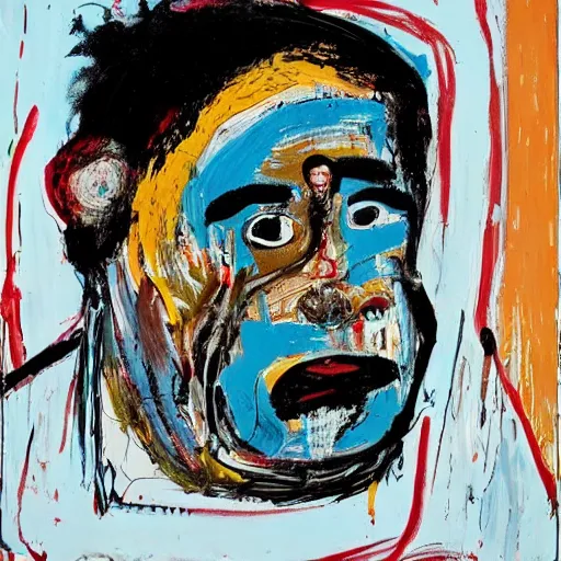 Image similar to portrait of fat man by jean - michel basquiat. pollock, warhol. texture