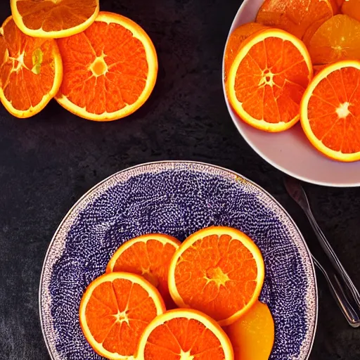 Image similar to a plate of sliced oranges, orange slices, 4 k photography