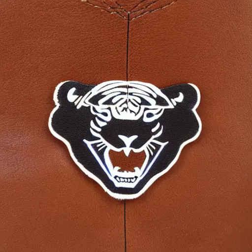 Prompt: leather patch hat tiger detail on, realistic