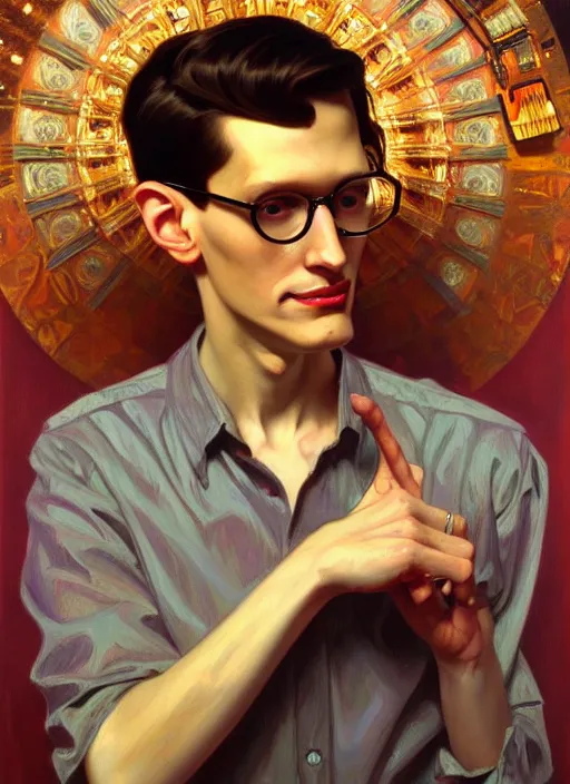 Prompt: oil painting of neil cicierega, intricate, elegant, highly detailed, lighting, painting, artstation, smooth, illustration, art by greg rutowski and alphonse mucha