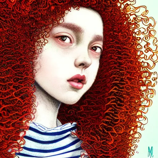 Prompt: red curly haired twins wearing striped clothes:: by Martine Johanna and Chie Yoshii and Casey Weldon:: ornate, dynamic, particulate, pastel colors, intricate, elegant, highly detailed, centered, artstation, smooth, sharp focus, octane render, 3d