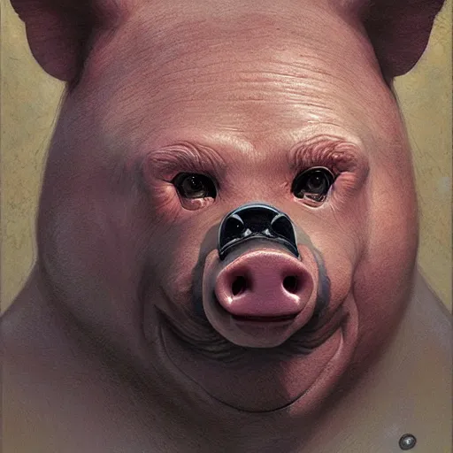 Image similar to anthropomorphic pig, vladimir putin pig hybrid, pig putin face mix, transformation, macabre, horror, by donato giancola and greg rutkowski and wayne barlow and zdzisław beksinski, realistic face, visible face, digital art