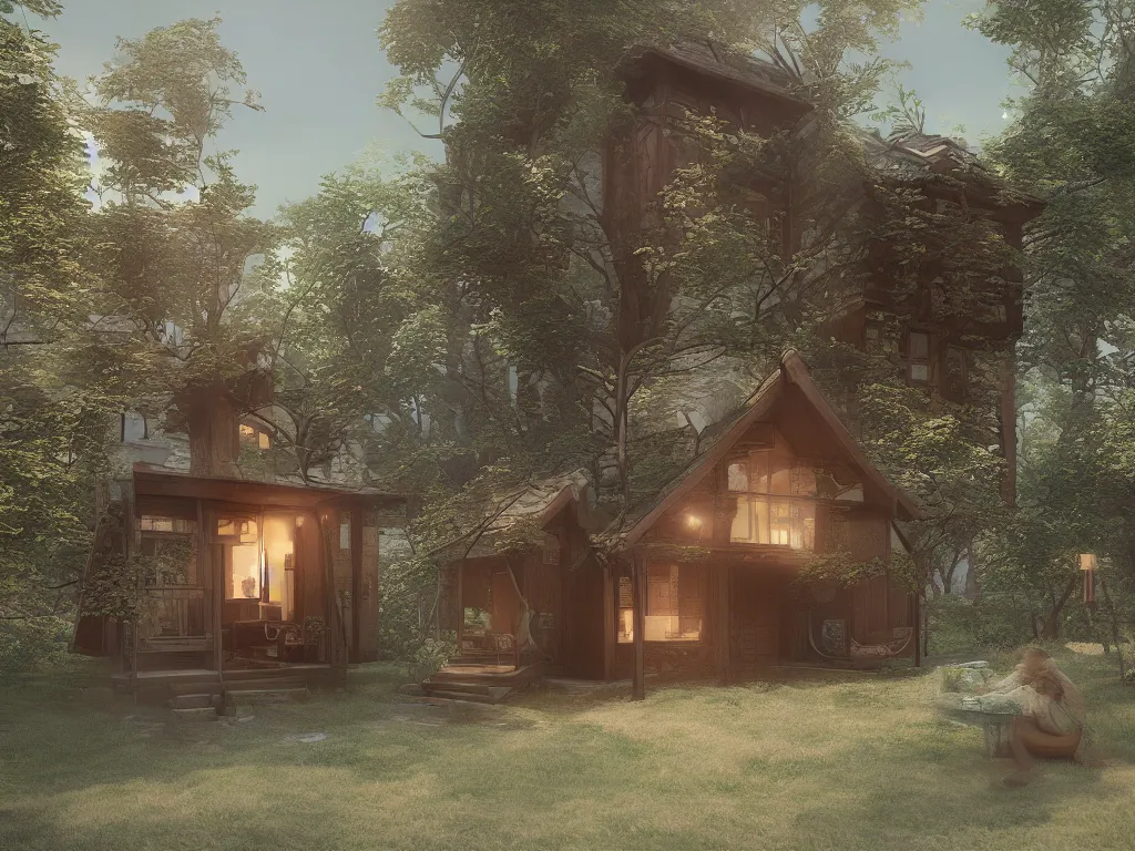 Image similar to “A medieval tiny home in tokyo by Julius Shulman, octane render, cgsociety, digital art”