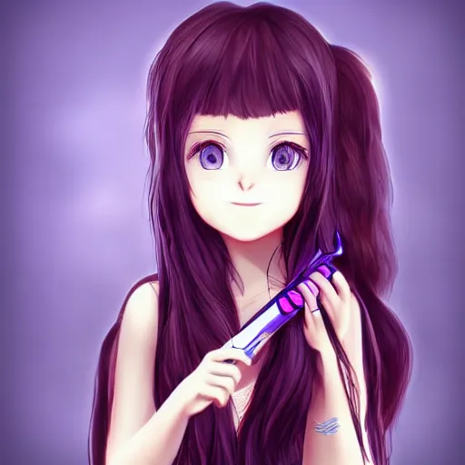 Image similar to portrait of a cute beautiful girl holding a balisong, anime digital art,