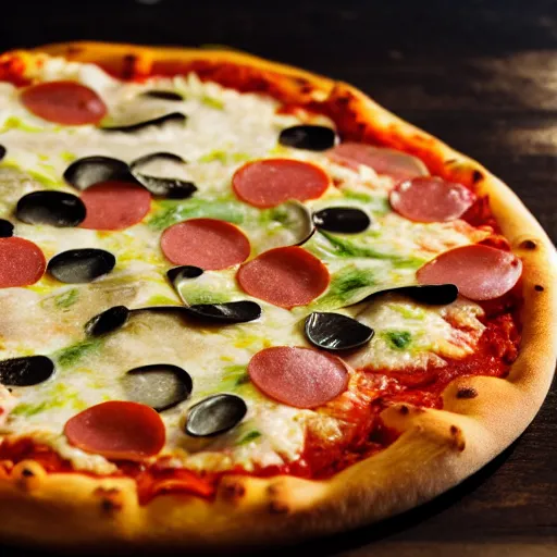 Image similar to high quality high detail happy pizza