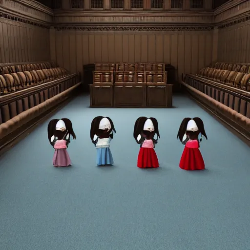 Prompt: cute fumo plush girls in session in british parliament, vray