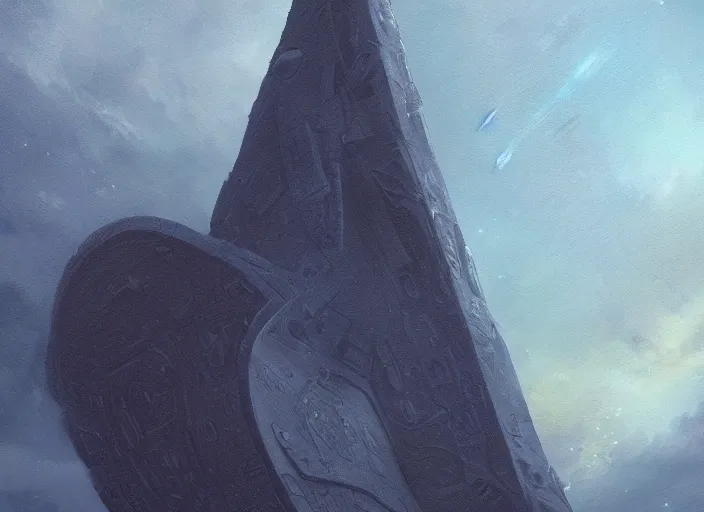Image similar to close up shot, highly detailed!!!!!!!!!! monolith spaceship in the style of edgar alan poe, oil painting, trending on artstation, hd, 4 k, million of likes