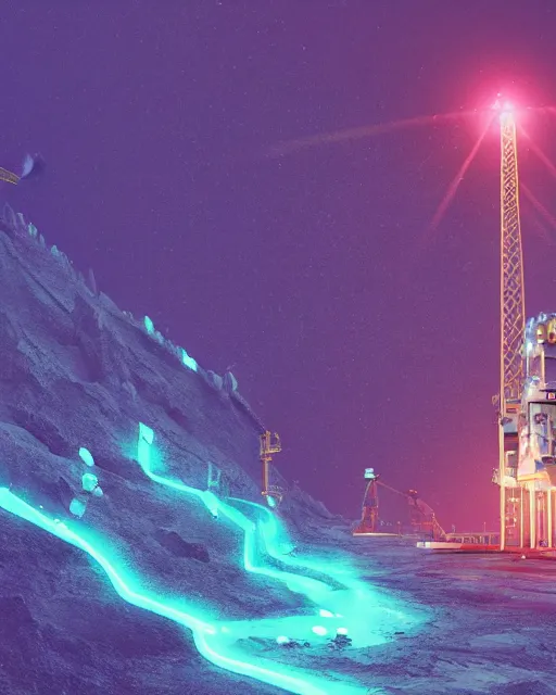 Prompt: a glowing female spirit cries out in agony. drilling rigs bore into the earth in the background. wide shot, detailed, sharp, 8 k, digital art by beeple.