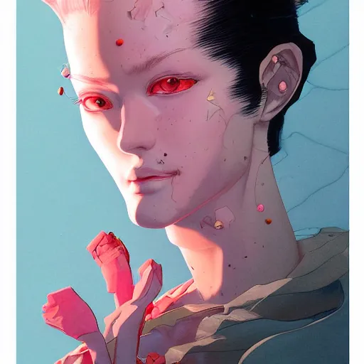 Image similar to prompt : fashion tv character portrait soft light painted by james jean and katsuhiro otomo and erik jones, inspired by akira anime, smooth face feature, intricate oil painting, high detail illustration, sharp high detail, manga and anime 1 9 9 9