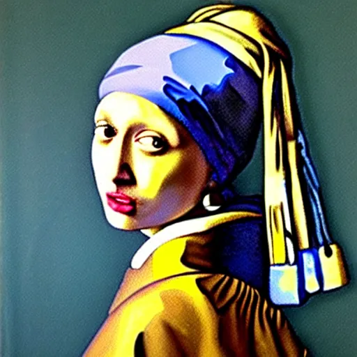 Prompt: monica gellar as the girl with the pearl earring, oil painting