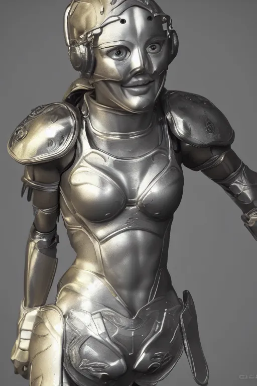 Image similar to a highly detailed sculpt of athletic girl in armor, cinematic light, featured on artstation, octane render, path tracing, sharp focus, 4 k