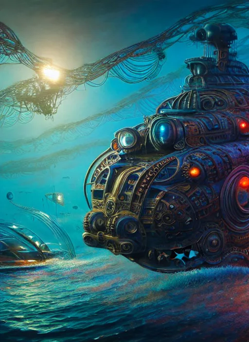 Image similar to hyper detailed ultra sharp of a silicone bodycore steampunk biocore overcrowded city submarine bioluminated trending on artstation, warpaint aesthetic, earthwave, colorful, psychedelic, ornate, intricate, digital painting, concept art, smooth, sharp focus, illustration, art by artgerm and greg rutkowski and h. r. giger, 8 k