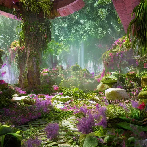 Image similar to ,inside a magical ethereal garden, highly detailed, 4k, HDR, award-winning, artstation, octane render