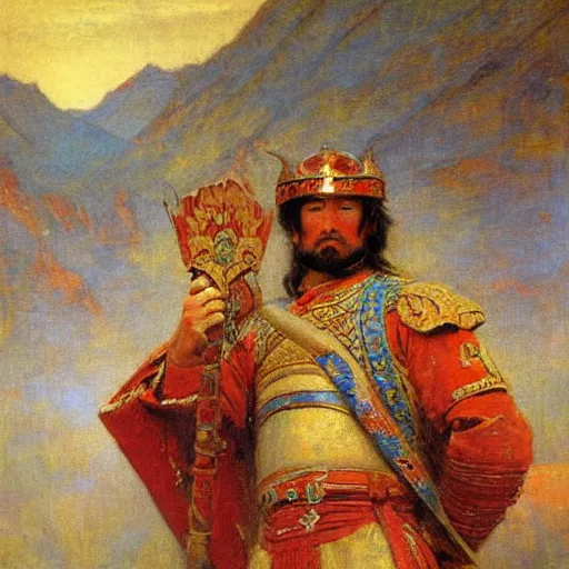 Prompt: ghenghis khan painted by gaston bussiere