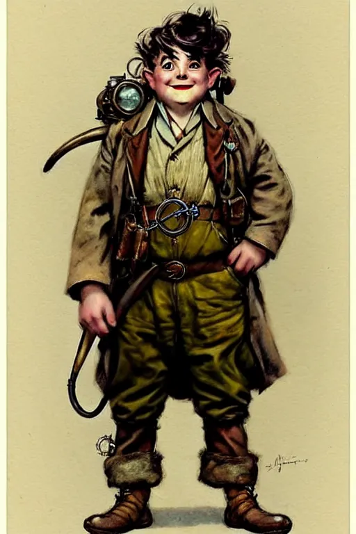 Image similar to ( ( ( ( ( 1 9 5 0 s retro future hobbit adventurer in steampunk costume full portrait. muted colors. ) ) ) ) ) by jean - baptiste monge!!!!!!!!!!!!!!!!!!!!!!!!!!!!!!