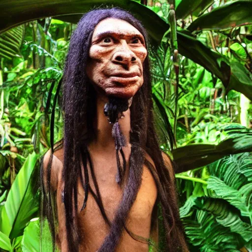 Prompt: a Shrunken Head in an Amazon rainforest