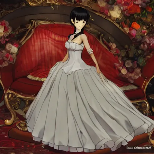 Prompt: yukiko amagi in wedding dress by shigenori soejima