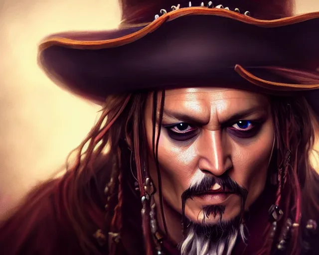 Image similar to photography of johnny depp, deep focus, d & d, fantasy, intricate, elegant, highly detailed, digital painting, artstation, concept art, matte, sharp focus, illustration, hearthstone,