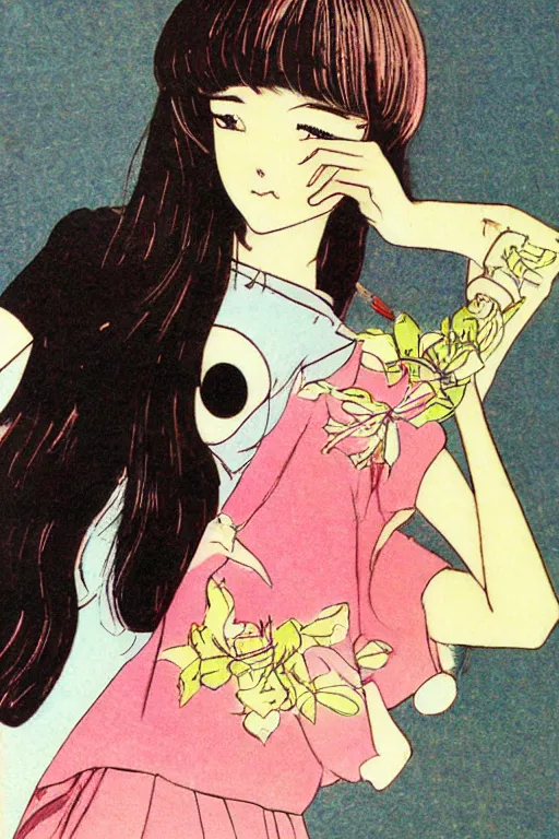 Prompt: 1970s shoujo manga girl by Riyoko Ikeda, takemiya keiko