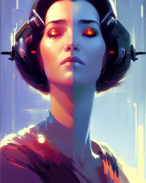 Image similar to masterpiece concept art, a beautiful highly detailed sci - fi lady on wheelchair, artist of 2 2 nd century, cinematic moody colors, realistic shaded lighting poster by ilya kuvshinov, magali villeneuve, artgerm, jeremy lipkin and michael garmash and rob rey,