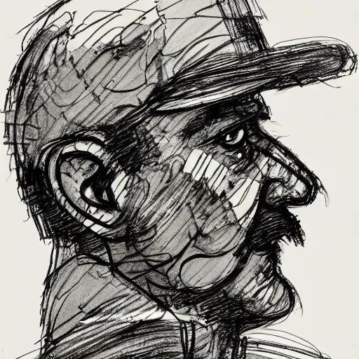 Image similar to a realistic yet scraggly portrait sketch of the side profile of a stern and sophisticated the scout, trending on artstation, intricate details, in the style of frank auerbach, in the style of sergio aragones, in the style of martin ansin, in the style of david aja, in the style of mattias adolfsson