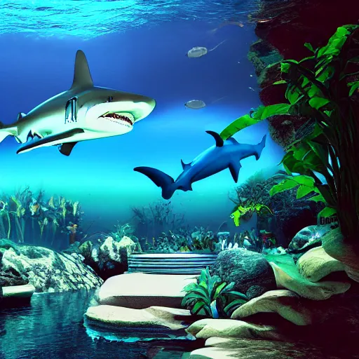 Image similar to shark anthony, in the style of fvckrender, ultra super mega photorealistic, portrait, unreal engine 5, aquarium,