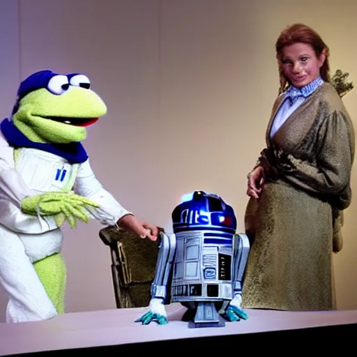 Image similar to r 2 d 2 hosting the muppet show