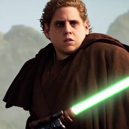 Image similar to jonah hill as anakin skywalker in star wars episode 3, 8k resolution, full HD, cinematic lighting, award winning, anatomically correct