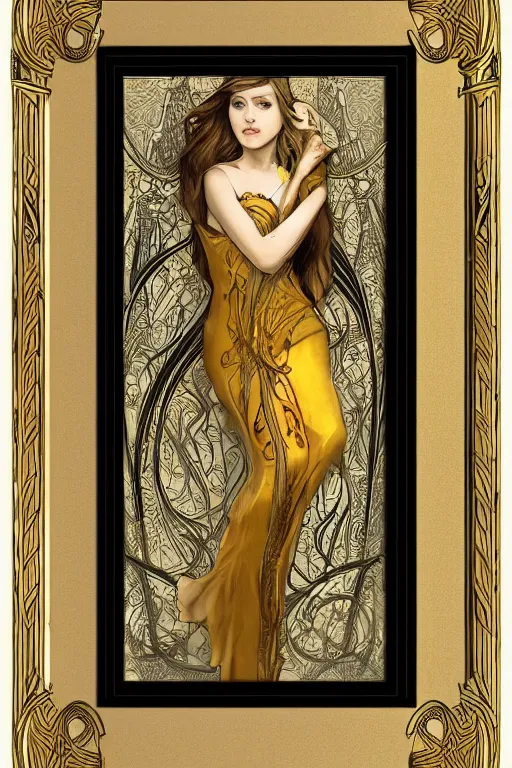 Image similar to an intricate art nouveau frame with only edges, golden concept art, matte, sharp focus,